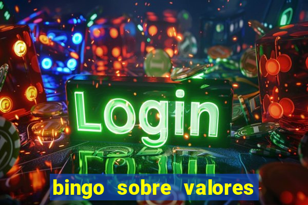 bingo sobre valores para imprimir